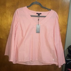 Coral/white striped Tommy Hilfiger top